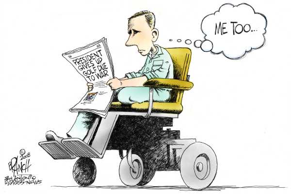 Editorial Cartoon by John Branch, San Antonio Express-News on Bush Sacrifices for War