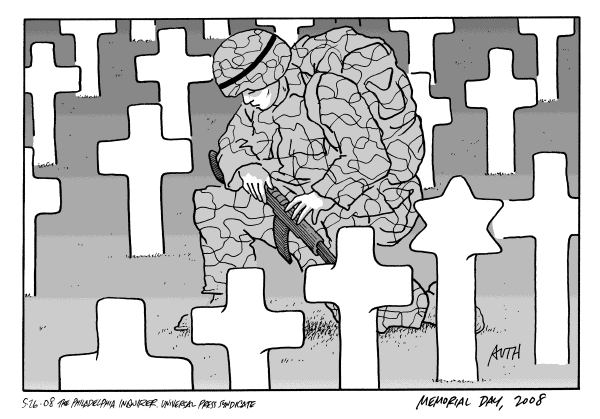 Editorial Cartoon by Tony Auth, Philadelphia Inquirer on Bush Sacrifices for War