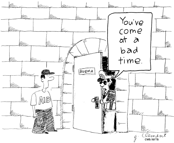 Editorial Cartoon by Gary Clement, National Post, Toronto, Canada on Relief Slow in Myanmar
