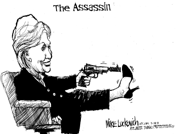 Editorial Cartoon by Mike Luckovich, Atlanta Journal-Constitution on Clinton Invokes RFK Assassination