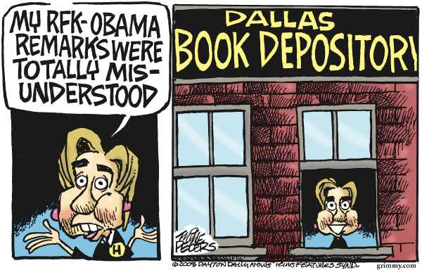 Editorial Cartoon by Mike Peters, Dayton Daily News on Clinton Invokes RFK Assassination