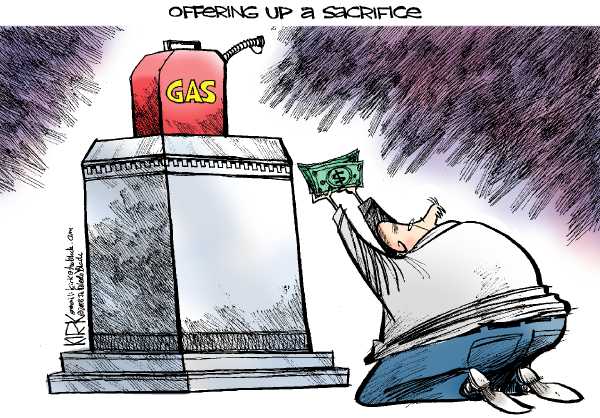Editorial Cartoon by Kirk Walters, Toledo Blade on Gasoline Reaches $4 a Gallon