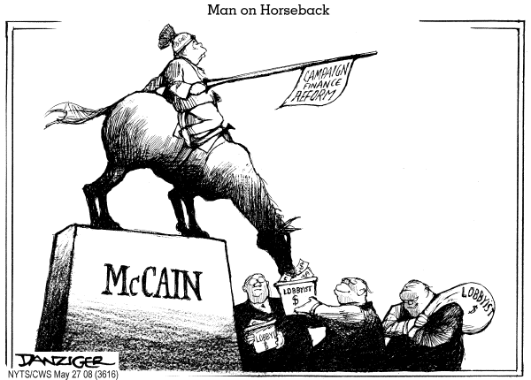 Editorial Cartoon by Jeff Danziger, CWS/CartoonArts Intl. on McCain Record Coming to Light