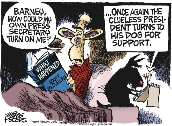 Editorial Cartoon by Mike Peters, Dayton Daily News on Ex Press Secretary Rips Adminstration