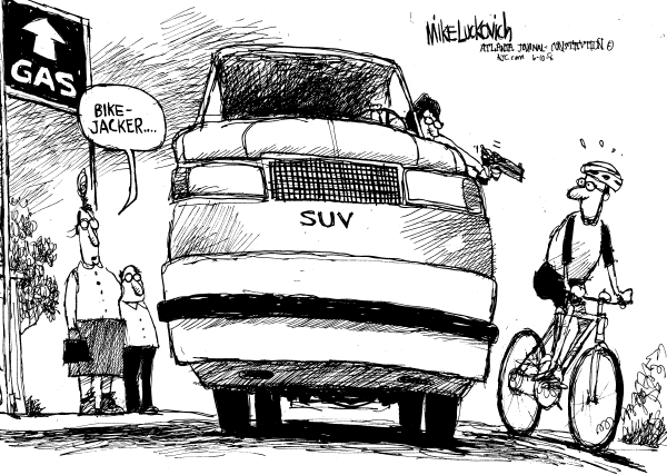 Editorial Cartoon by Mike Luckovich, Atlanta Journal-Constitution on Gas Prices Rise Higher
