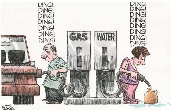 Editorial Cartoon by Jim Morin, Miami Herald on Gas Prices Rise Higher