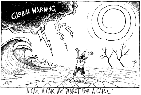 Editorial Cartoon by Tony Auth, Philadelphia Inquirer on Global Warming Worries Continue
