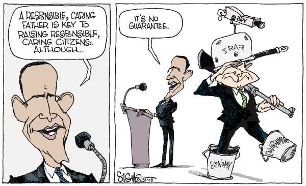 Editorial Cartoon by Signe Wilkinson, Philadelphia Daily News on Obama Responds to Attacks