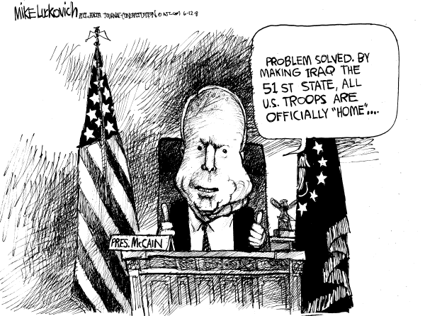 Editorial Cartoon by Mike Luckovich, Atlanta Journal-Constitution on McCain Steps Up Attack on Obama