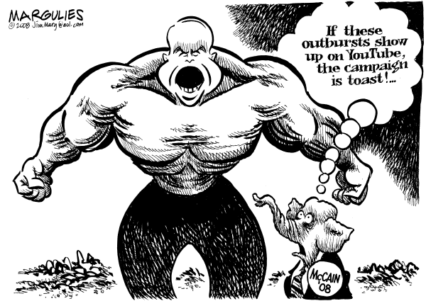 Editorial Cartoon by Jimmy Margulies, The Record, New Jersey on McCain Steps Up Attack on Obama