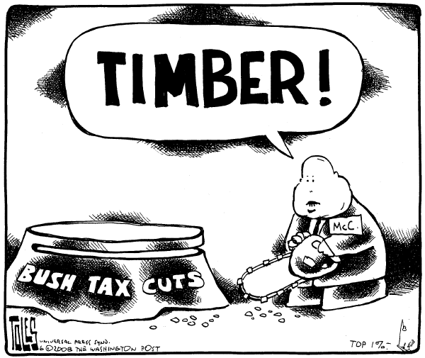 Editorial Cartoon by Tom Toles, Washington Post on McCain Steps Up Attack on Obama