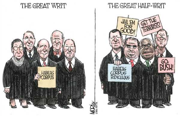 Editorial Cartoon by Jim Morin, Miami Herald on Supreme Court Rebukes Bush on Torture