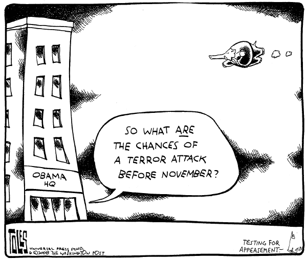 Editorial Cartoon by Tom Toles, Washington Post on Obama Ups the Ante