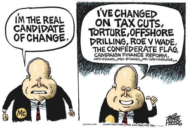 Editorial Cartoon by Mike Peters, Dayton Daily News on McCain Refines Platform