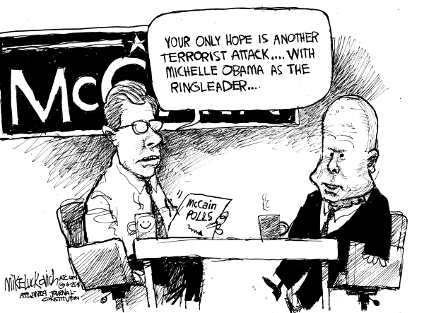Editorial Cartoon by Mike Luckovich, Atlanta Journal-Constitution on McCain Refines Platform