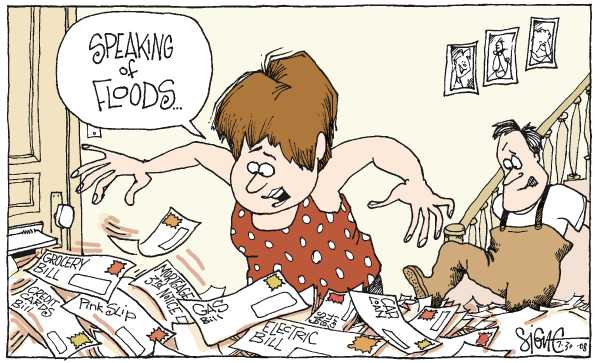 Editorial Cartoon by Signe Wilkinson, Philadelphia Daily News on Economy Makes a Move