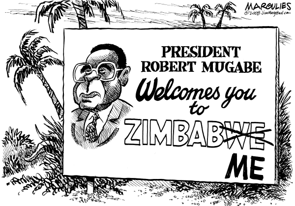 Editorial Cartoon by Jimmy Margulies, The Record, New Jersey on Mugabe Reflects on Victory