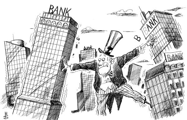 Editorial Cartoon by Heiko Sakurai, Westdeutsche Allgemeine Zeitung, Essen, Germany on Recession Officially Declared