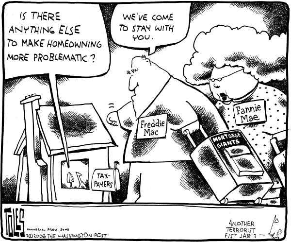 Editorial Cartoon by Tom Toles, Washington Post on Recession Officially Declared