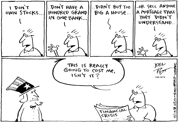 Editorial Cartoon by Joel Pett, Lexington Herald-Leader, CWS/CartoonArts Intl. on Recession Officially Declared