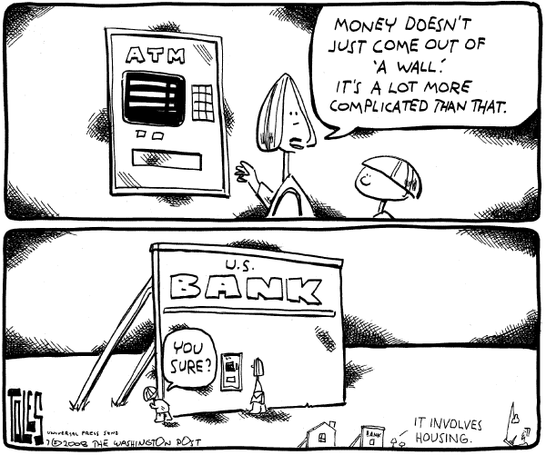 Editorial Cartoon by Tom Toles, Washington Post on Americans Drowning in Debt