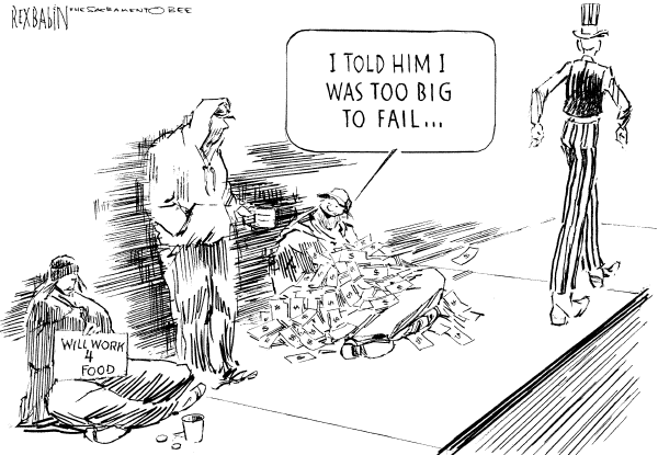 Editorial Cartoon by Rex Babin, Sacramento Bee on Americans Drowning in Debt