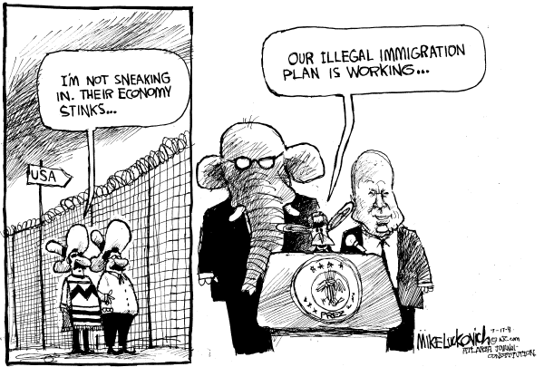 Editorial Cartoon by Mike Luckovich, Atlanta Journal-Constitution on Americans Drowning in Debt