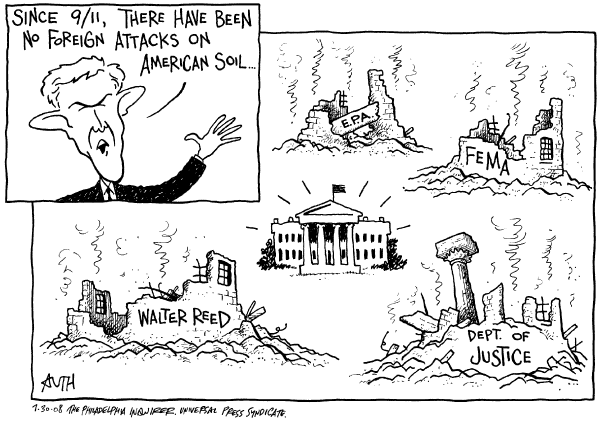 Editorial Cartoon by Tony Auth, Philadelphia Inquirer on President Nears End of Term