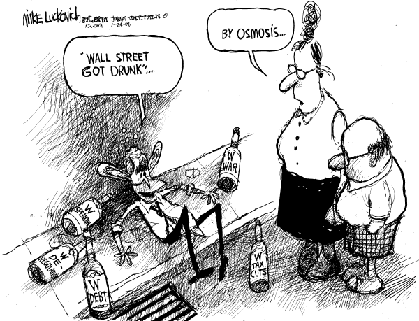 Editorial Cartoon by Mike Luckovich, Atlanta Journal-Constitution on Economy Stablizies