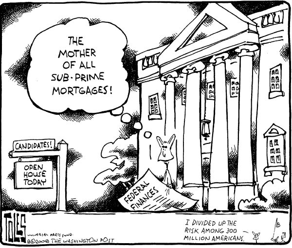 Editorial Cartoon by Tom Toles, Washington Post on Bush Counts Down