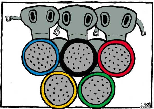 Editorial Cartoon by Bas van der Schot, NRC Handelsblad, Rotterdam, Netherlands on Olympic Games Set to Begin