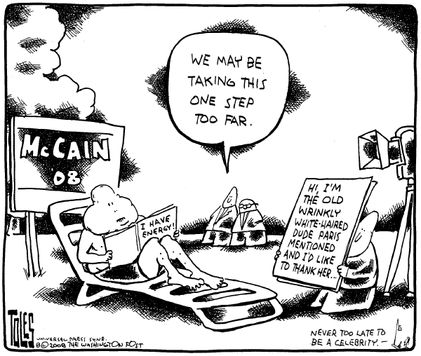 Editorial Cartoon by Tom Toles, Washington Post on McCain Targets Obama