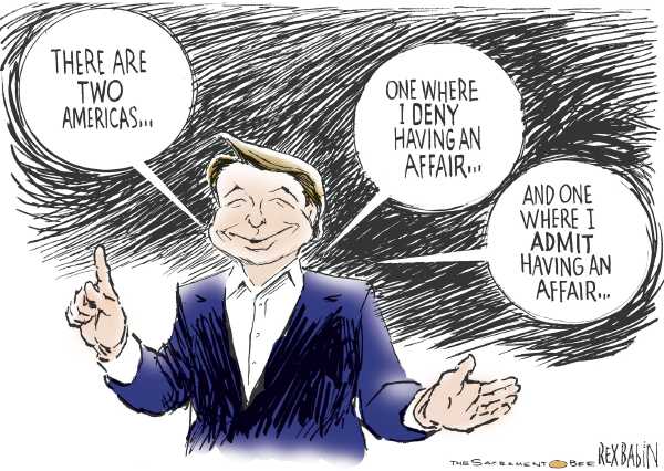 Editorial Cartoon by Rex Babin, Sacramento Bee on Edwards Admits to Affair