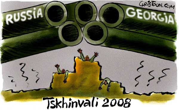 Editorial Cartoon by Christo Komarnitski, Sega, Sofia, Bulgaria on Russia Invades Georgia