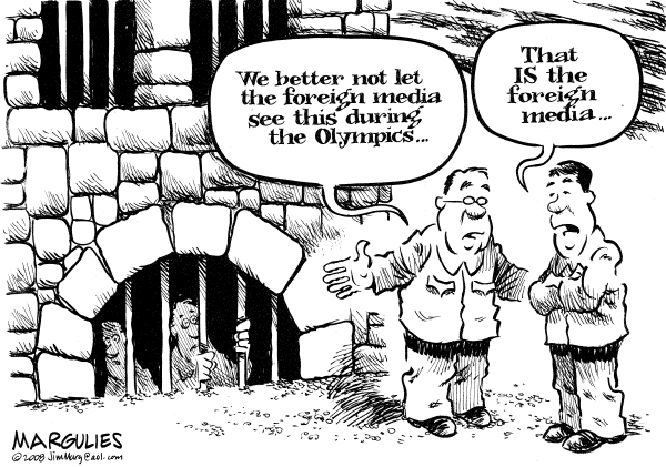 Editorial Cartoon by Jimmy Margulies, The Record, New Jersey on Olympics in Full Swing
