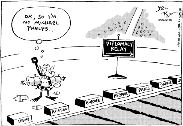 Editorial Cartoon by Joel Pett, Lexington Herald-Leader, CWS/CartoonArts Intl. on Bush Not Done Yet