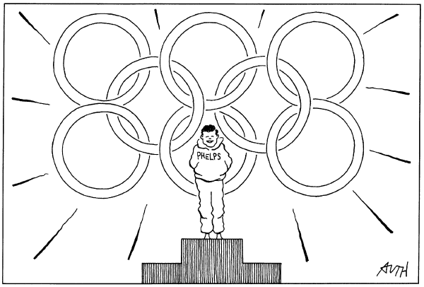 Editorial Cartoon by Tony Auth, Philadelphia Inquirer on Olympics Providing Thrills
