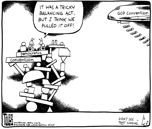 Editorial Cartoon by Tom Toles, Washington Post on Democrats Pick Presidential Candidate