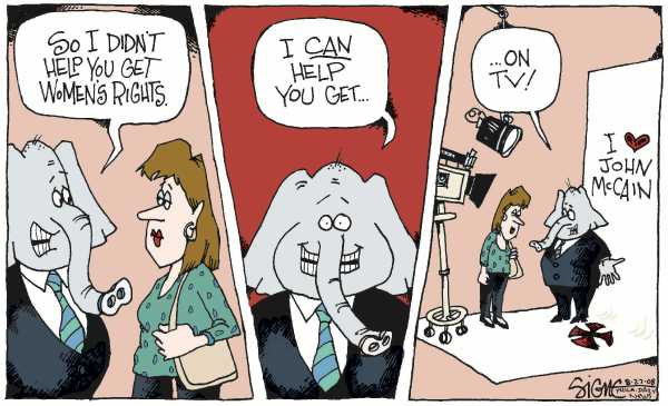 Editorial Cartoon by Signe Wilkinson, Philadelphia Daily News on McCain Campaign Picking Up Steam