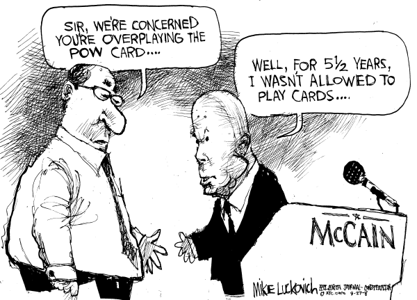 Editorial Cartoon by Mike Luckovich, Atlanta Journal-Constitution on McCain Campaign Picking Up Steam