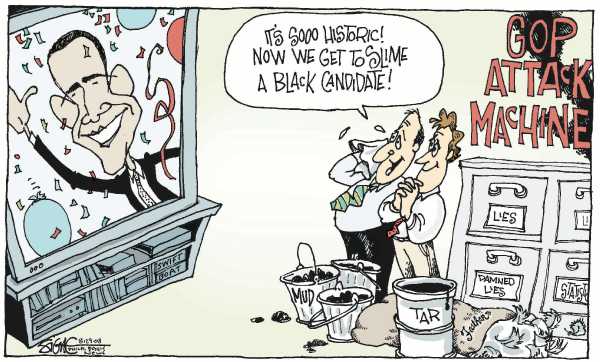 Editorial Cartoon by Signe Wilkinson, Philadelphia Daily News on Obama Wows Democratic Convention
