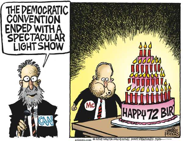 Editorial Cartoon by Mike Peters, Dayton Daily News on Obama Wows Democratic Convention