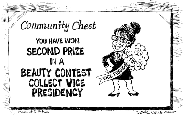Editorial Cartoon by Daryl Cagle, Cagle Cartoons on McCain Selects Sarah Palin for VP