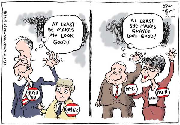 Editorial Cartoon by Joel Pett, Lexington Herald-Leader, CWS/CartoonArts Intl. on McCain Selects Sarah Palin for VP