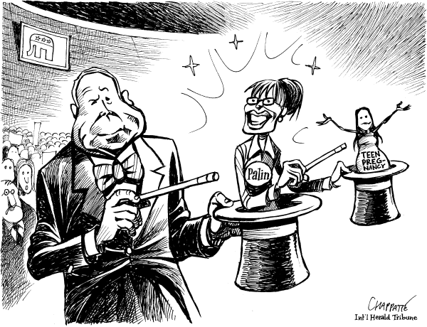 Editorial Cartoon by Joel Pett, Lexington Herald-Leader, CWS/CartoonArts Intl. on McCain Selects Sarah Palin for VP