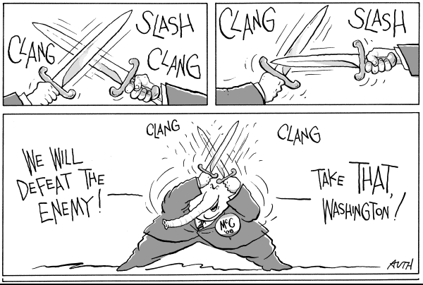 Editorial Cartoon by Tony Auth, Philadelphia Inquirer on McCain Launches New Campaign Theme