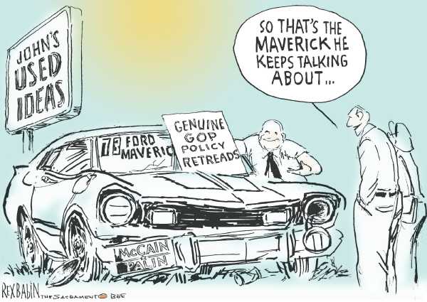 Editorial Cartoon by Rex Babin, Sacramento Bee on McCain Launches New Campaign Theme