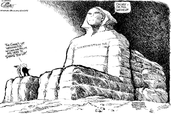 Editorial Cartoon by Pat Oliphant, Universal Press Syndicate on McCain Launches New Campaign Theme