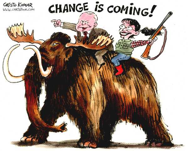 Editorial Cartoon by Christo Komarnitski, Sega, Sofia, Bulgaria on McCain Launches New Campaign Theme