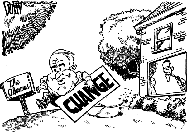 Editorial Cartoon by Brian Duffy, Des Moines Register on Obama Falls Behind in Polls